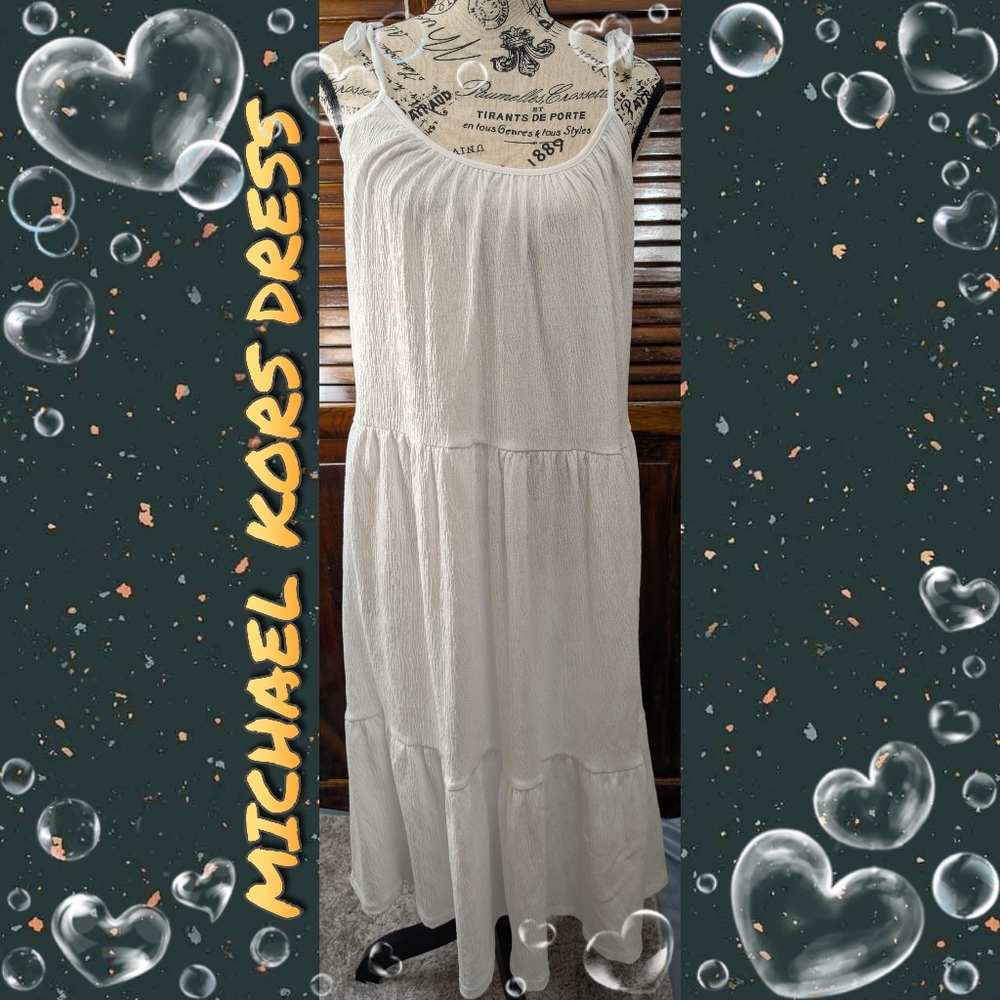 NEW WT! MICHAEL Michael Kors Shoulder Tie Tiered Maxi Dress
